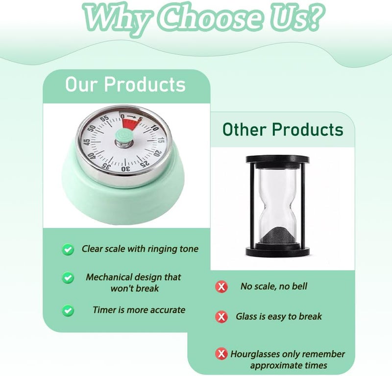 VOVCIG Stainless Steel Sauna Timer, Mechanical Clock Timer Sauna Accessory for Sauna Rooms and Spas, Up to 55 Minutes, Mechanical Self Drive No Batteries Required (Green) - Image 4